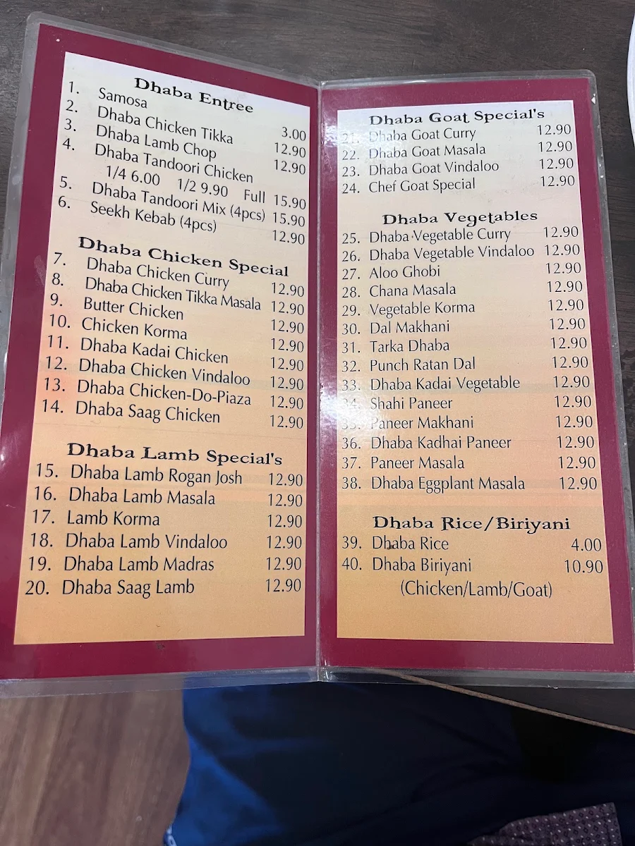 Menu, Anshumann Da Dhaba - Clayton