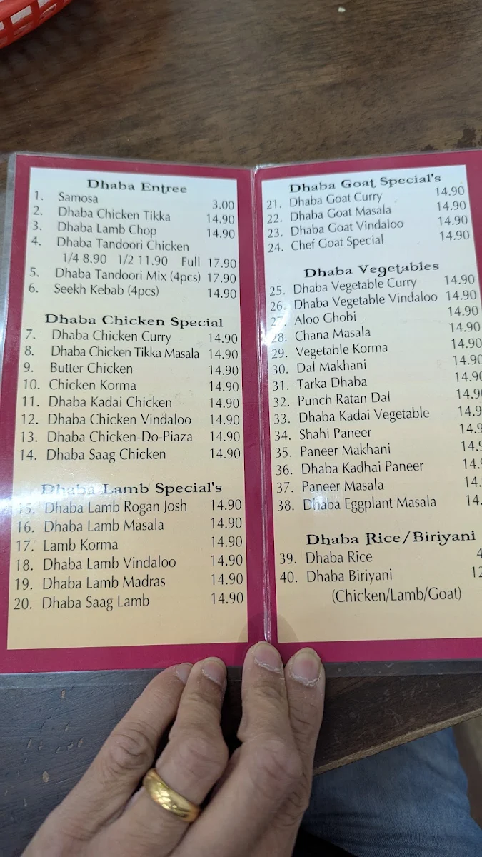 Menu, Anshumann Da Dhaba - Clayton