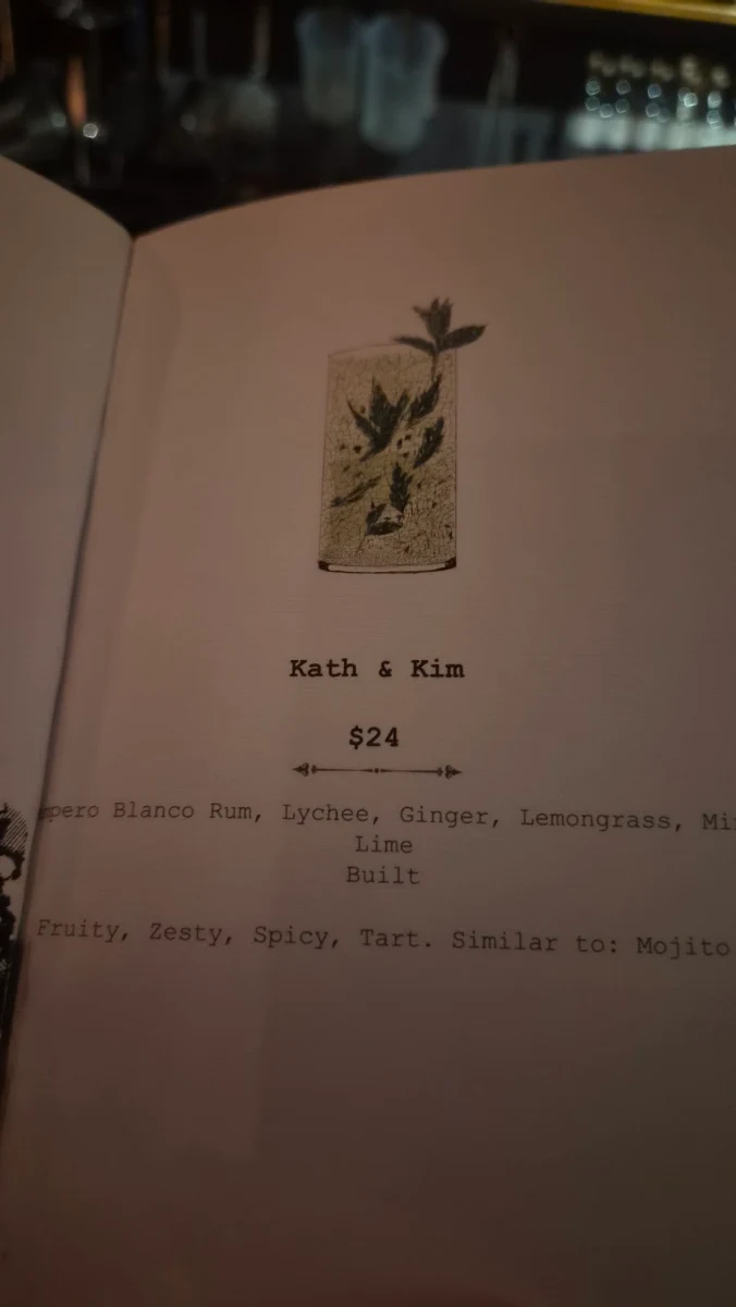 Menu, Death and Taxes Brisbane