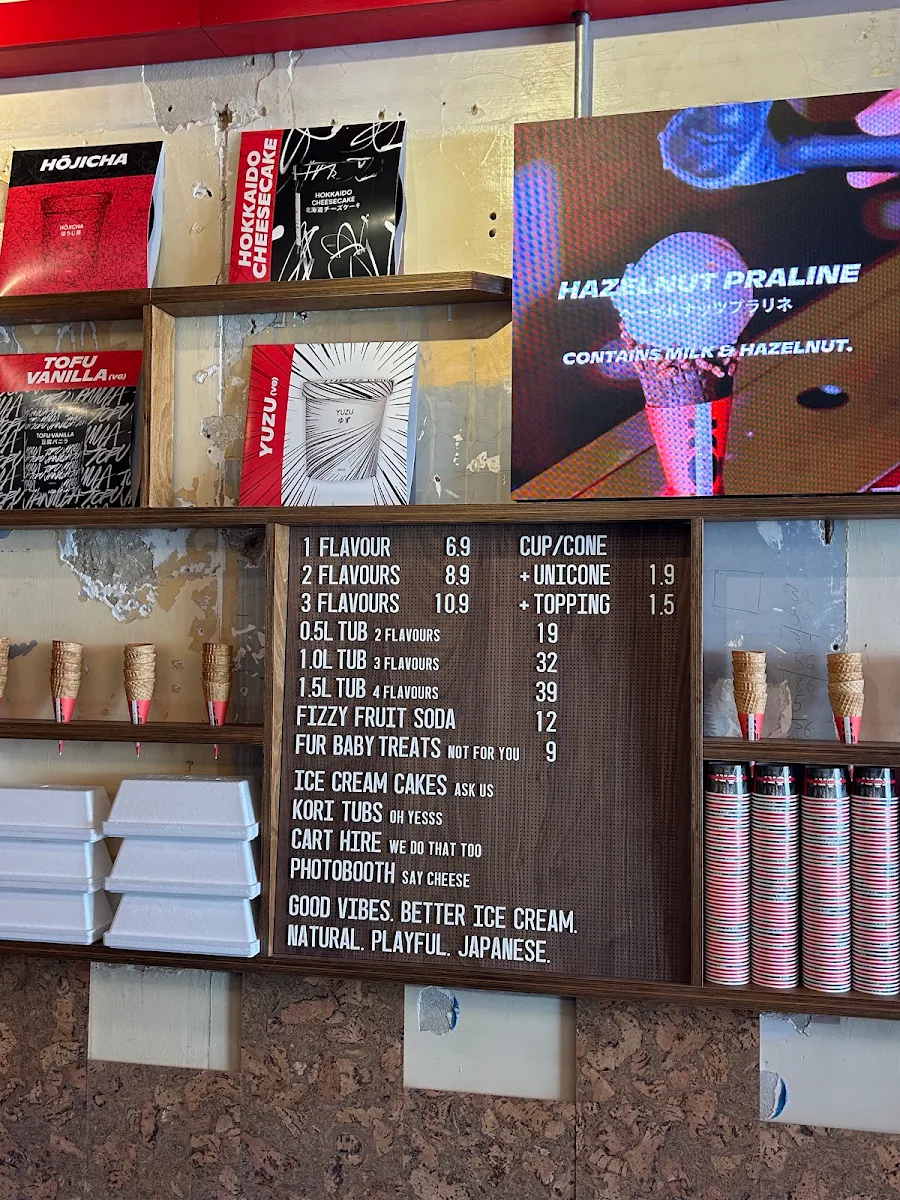 Menu, Kōri Ice Cream Windsor