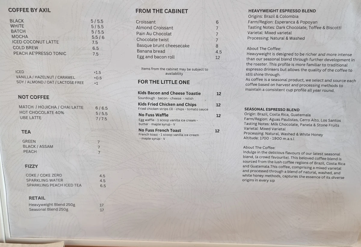 Menu, ae Melbourne