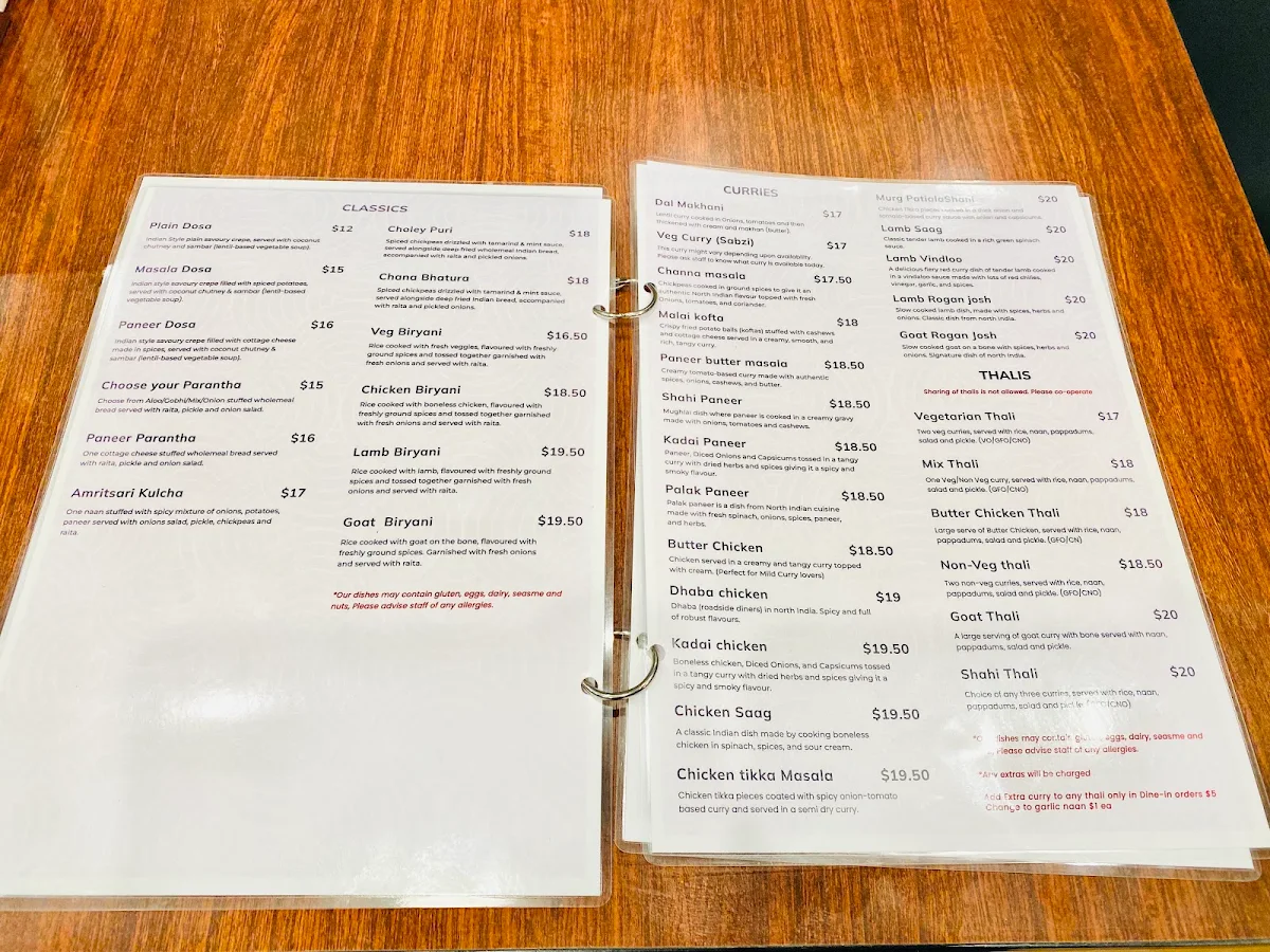 Menu, Patiala Shahi Indian Restaurant