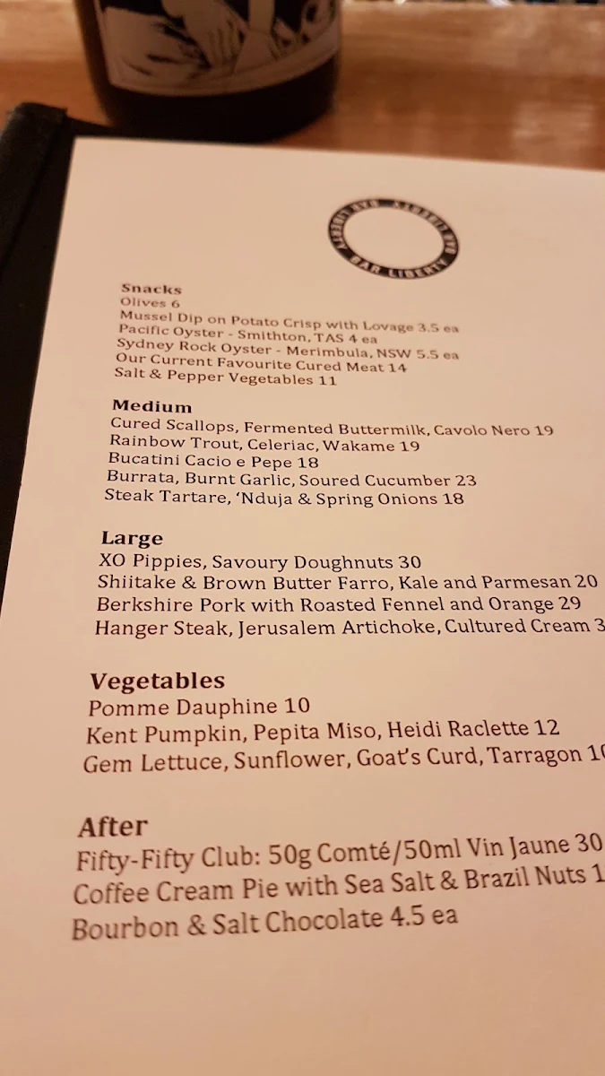 Menu, Bar Liberty