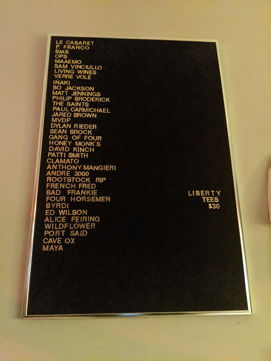 Menu, Bar Liberty