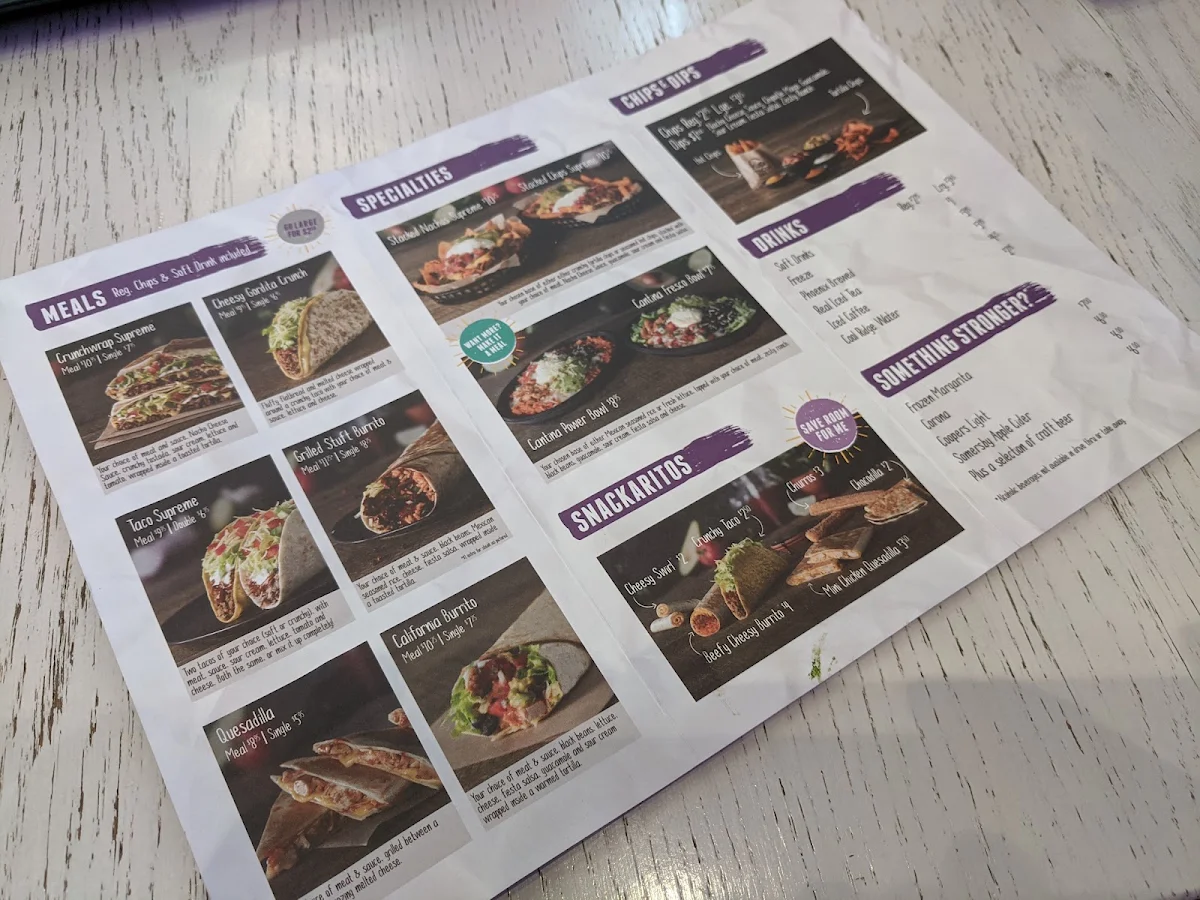 Menu, Taco Bell Annerley
