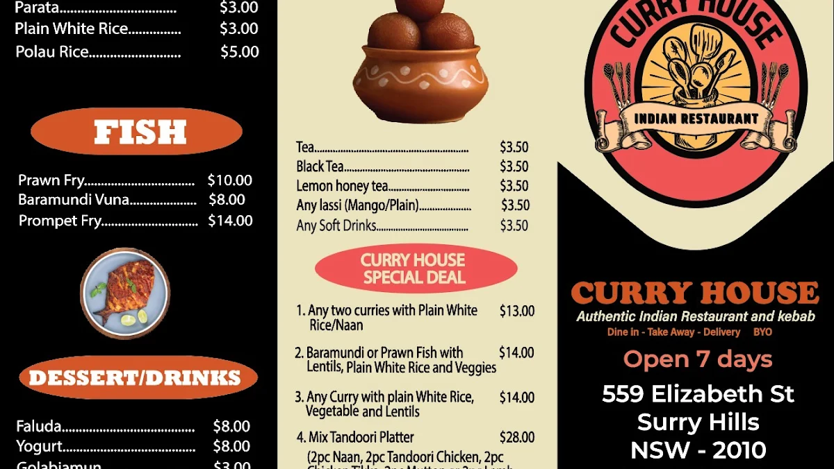 Menu, Curry House