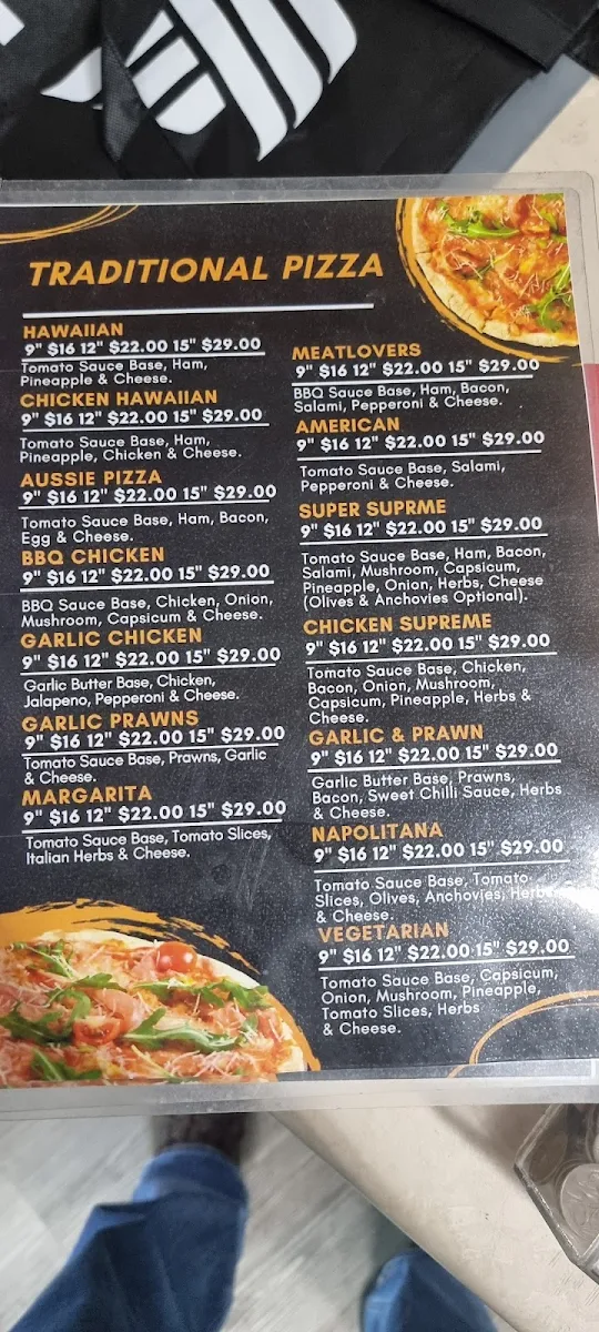 Menu, Rendezvous Takeaway & Pizza
