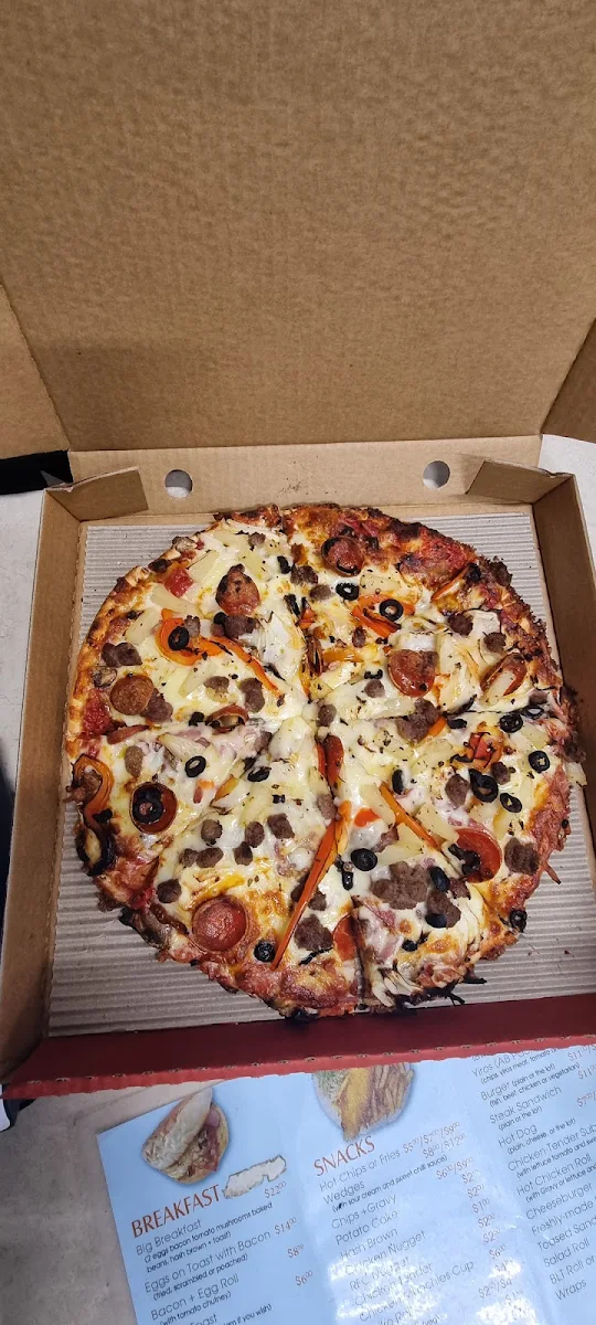 Menu, Rendezvous Takeaway & Pizza