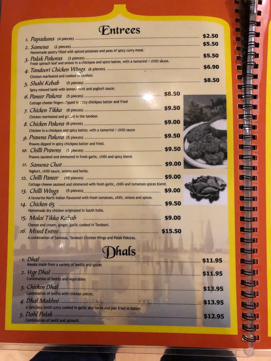 Menu, Halims Indian Taj Restaurant