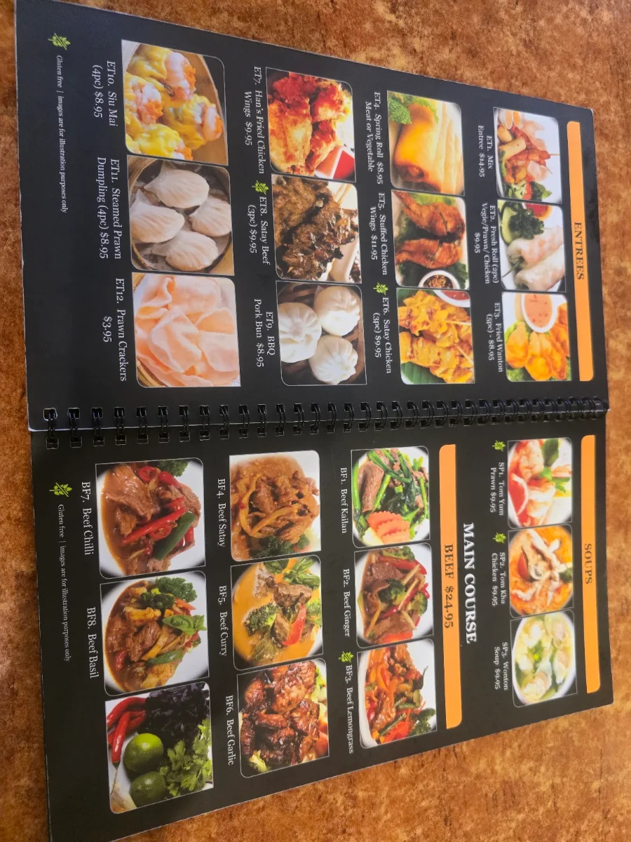 Menu, Han Asian Cuisine