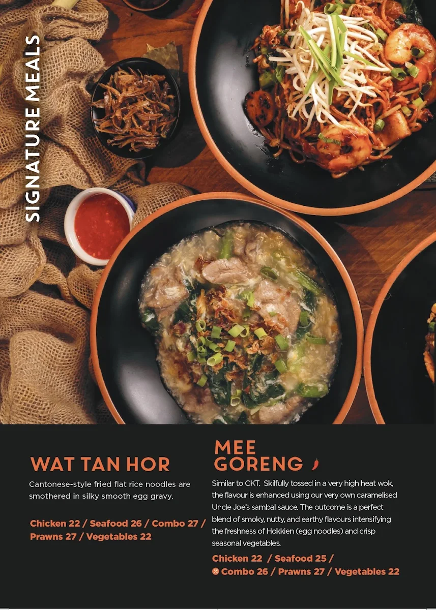 Menu, Uncle Joe's Malaysian Kitchen