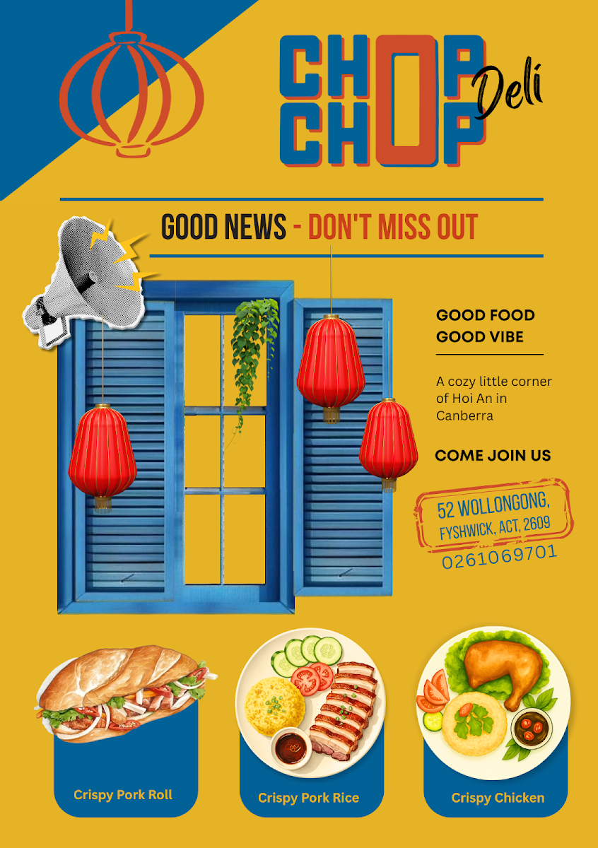 Menu, Chop Chop Deli