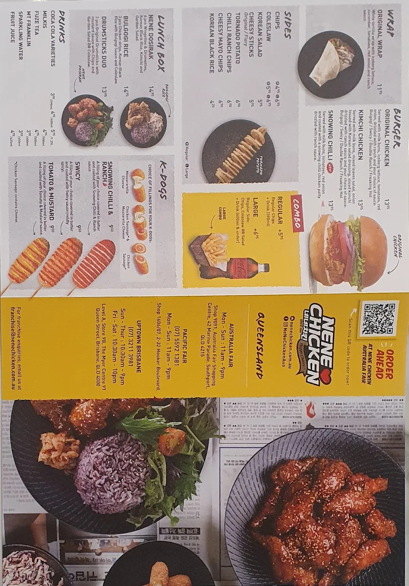 Menu, NeNe Chicken Pacific Fair