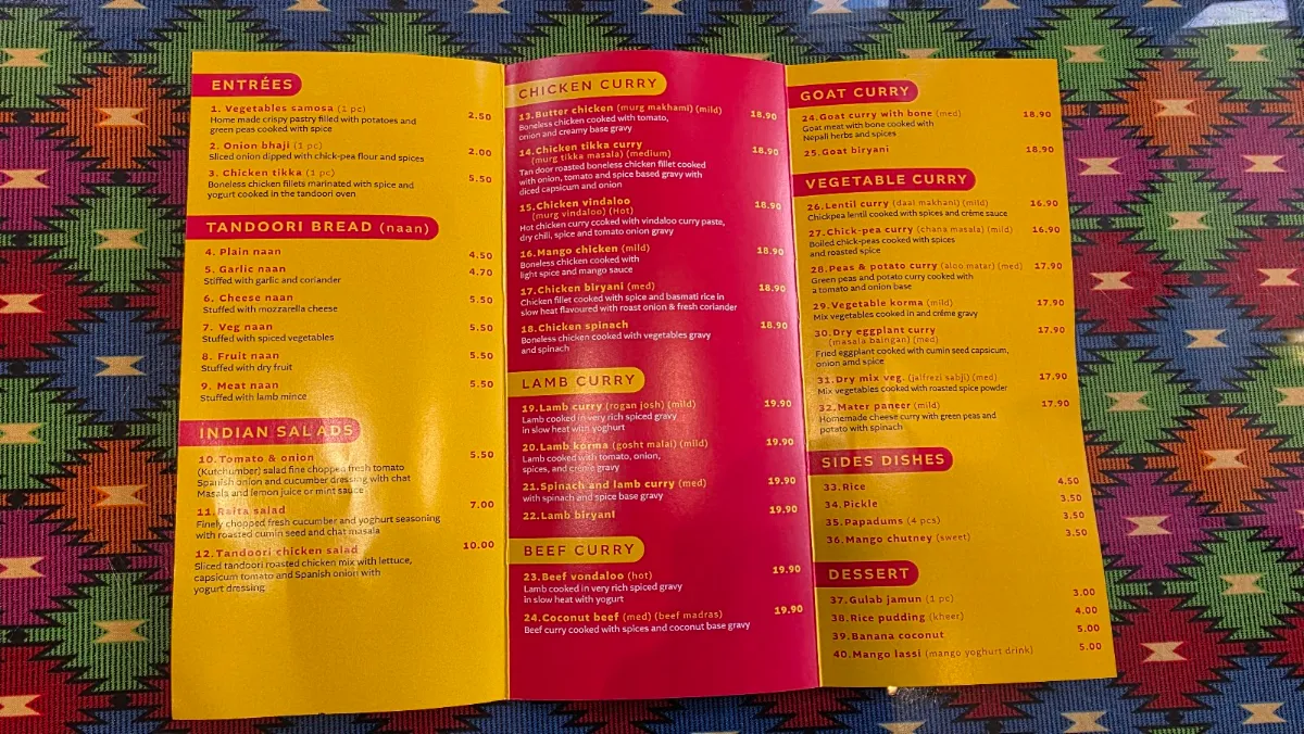 Menu, Curry Monitor
