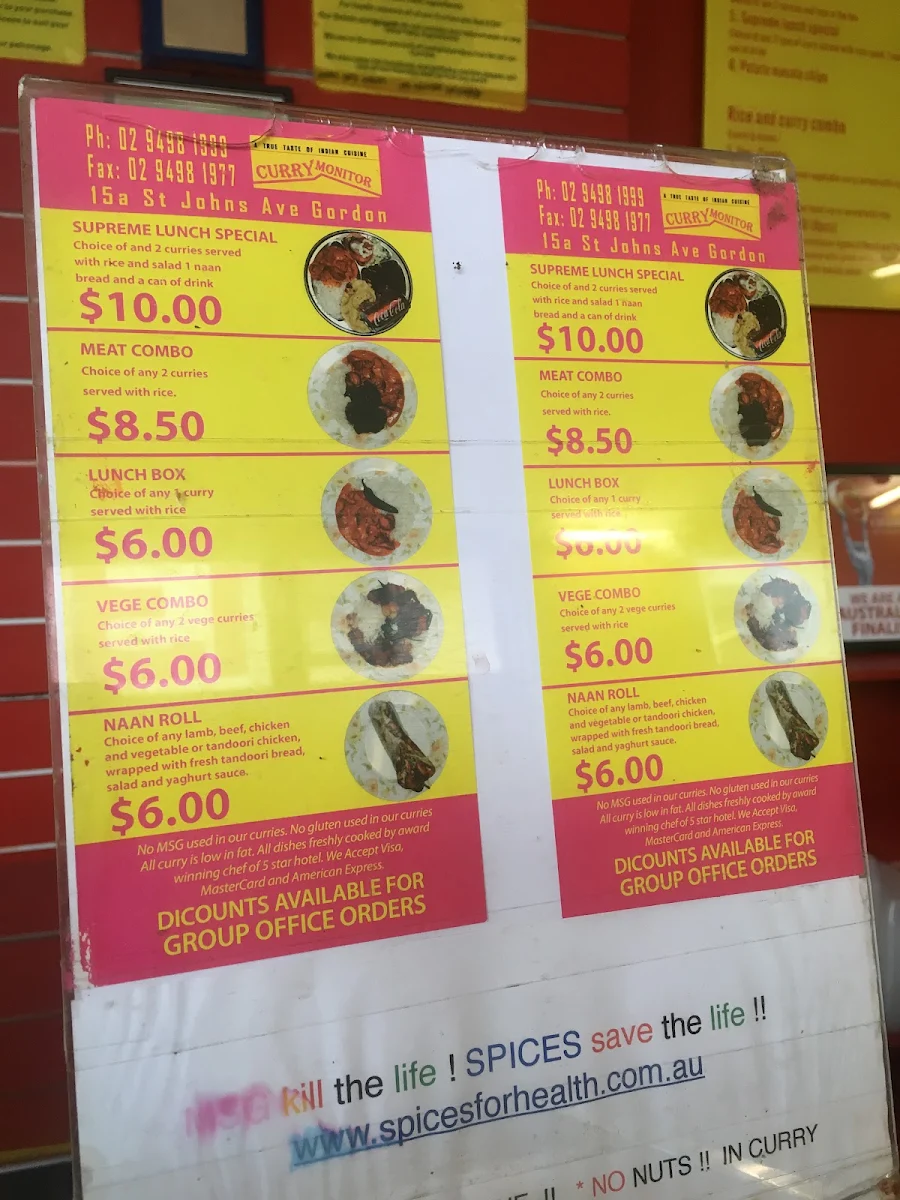 Menu, Curry Monitor