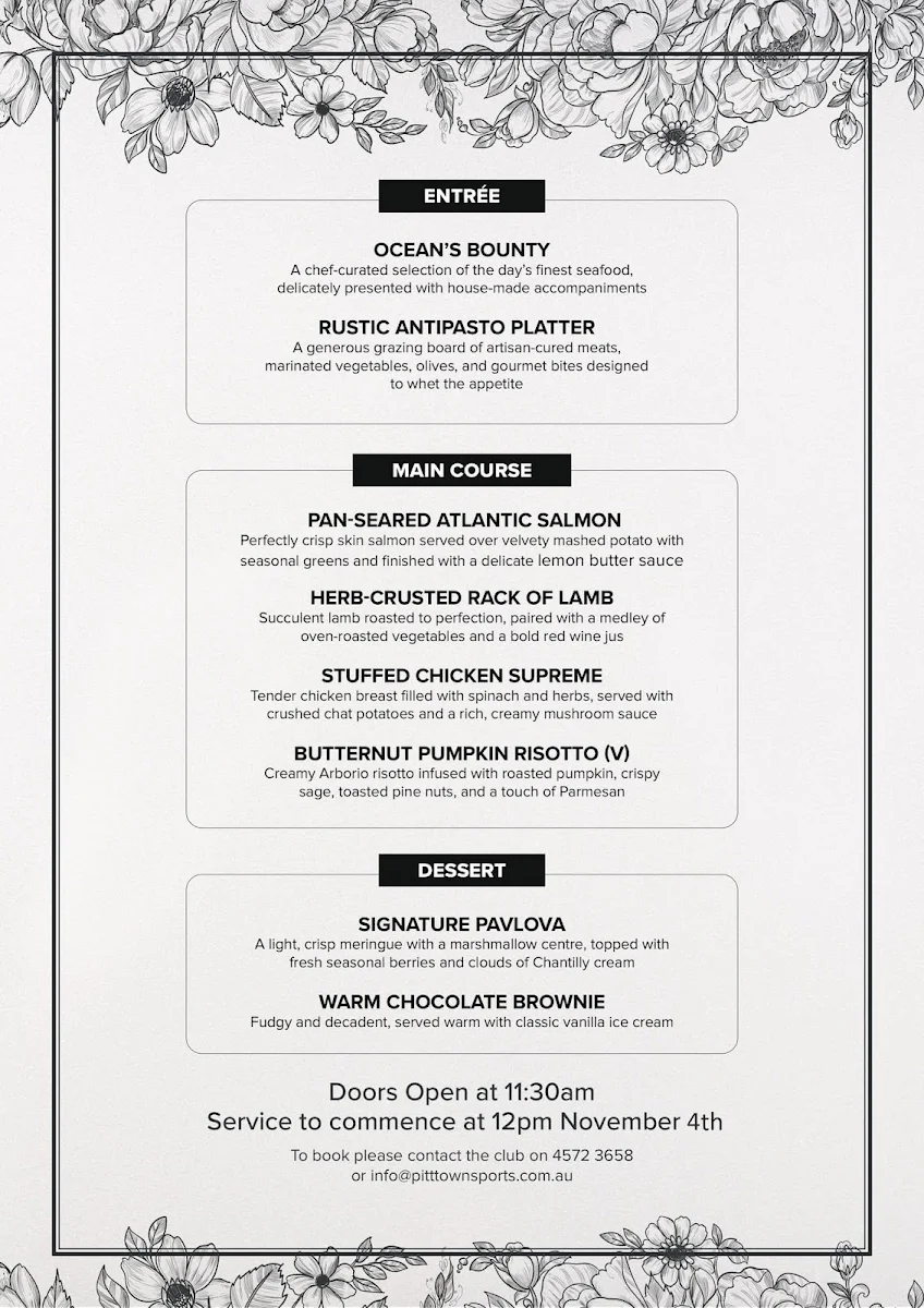Menu, Bistro 139