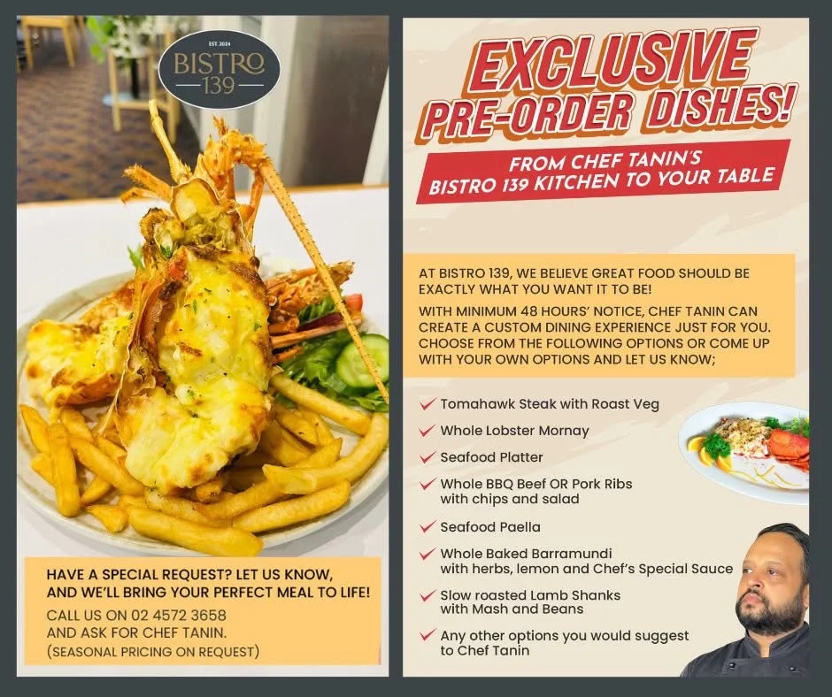 Menu, Bistro 139