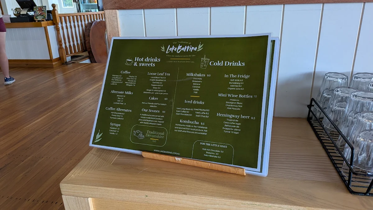 Menu, Lake Barrine Teahouse