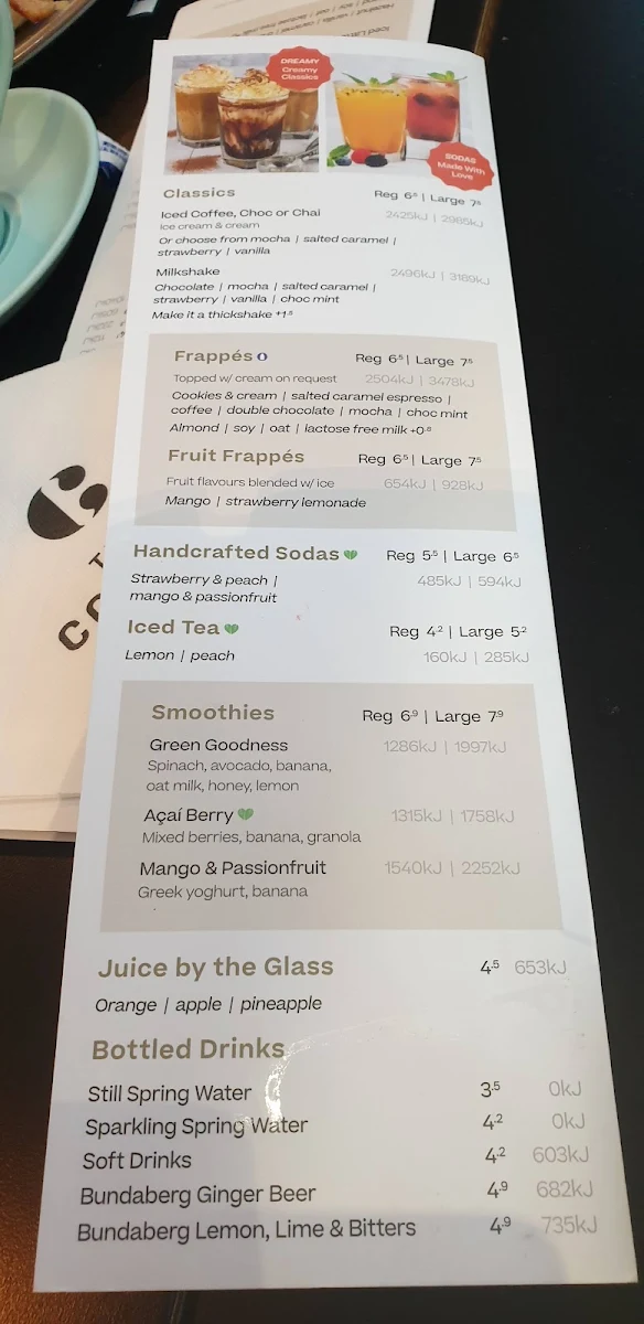 Menu, The Coffee Club Café