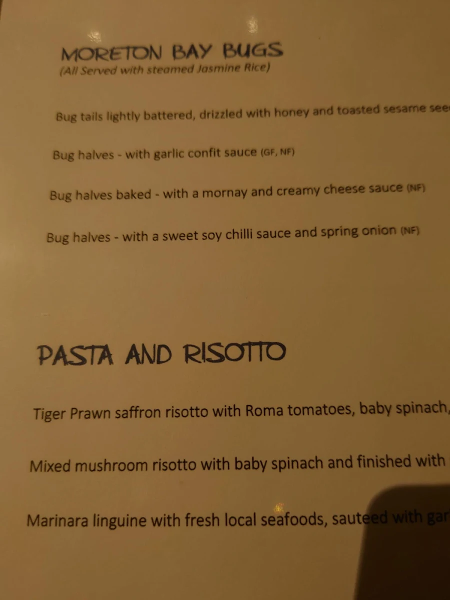 Menu, Box Seafood Restaurant