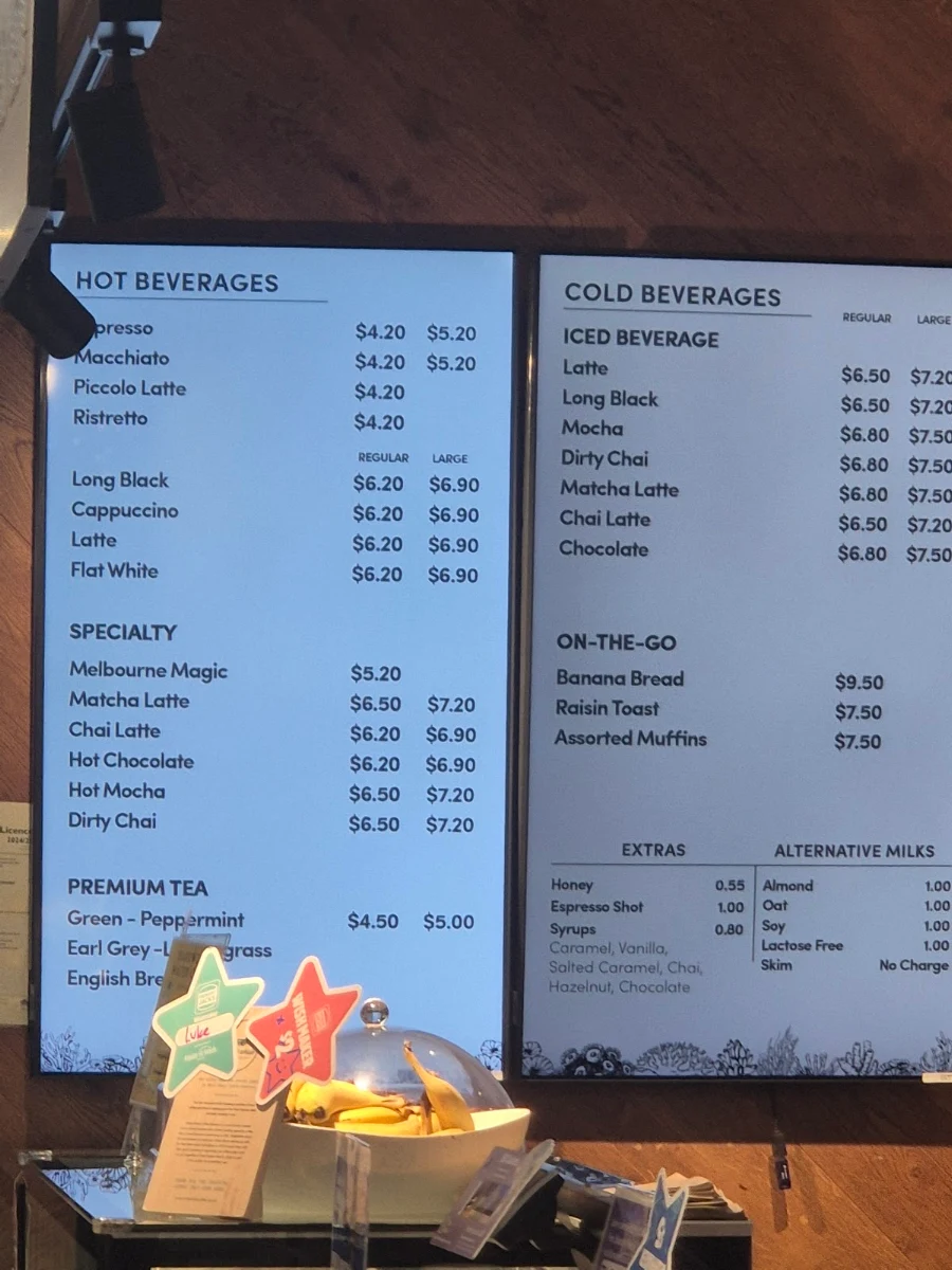 Menu, Espresso Bar