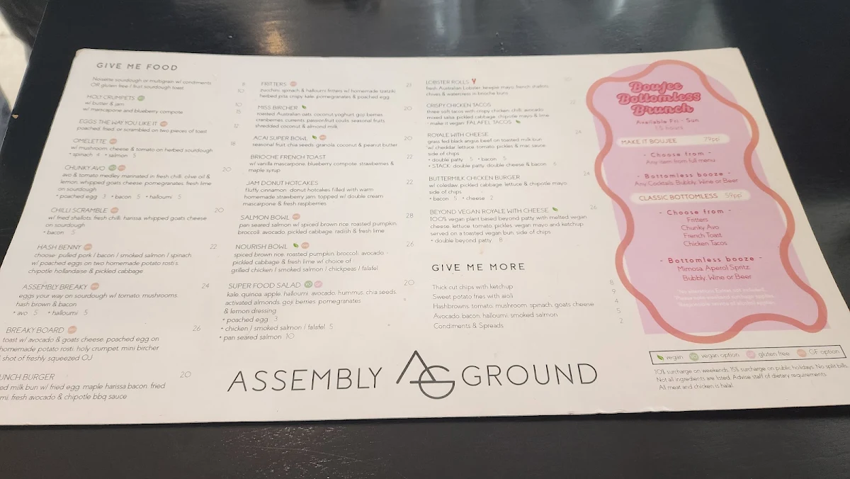 Menu, Assembly Ground