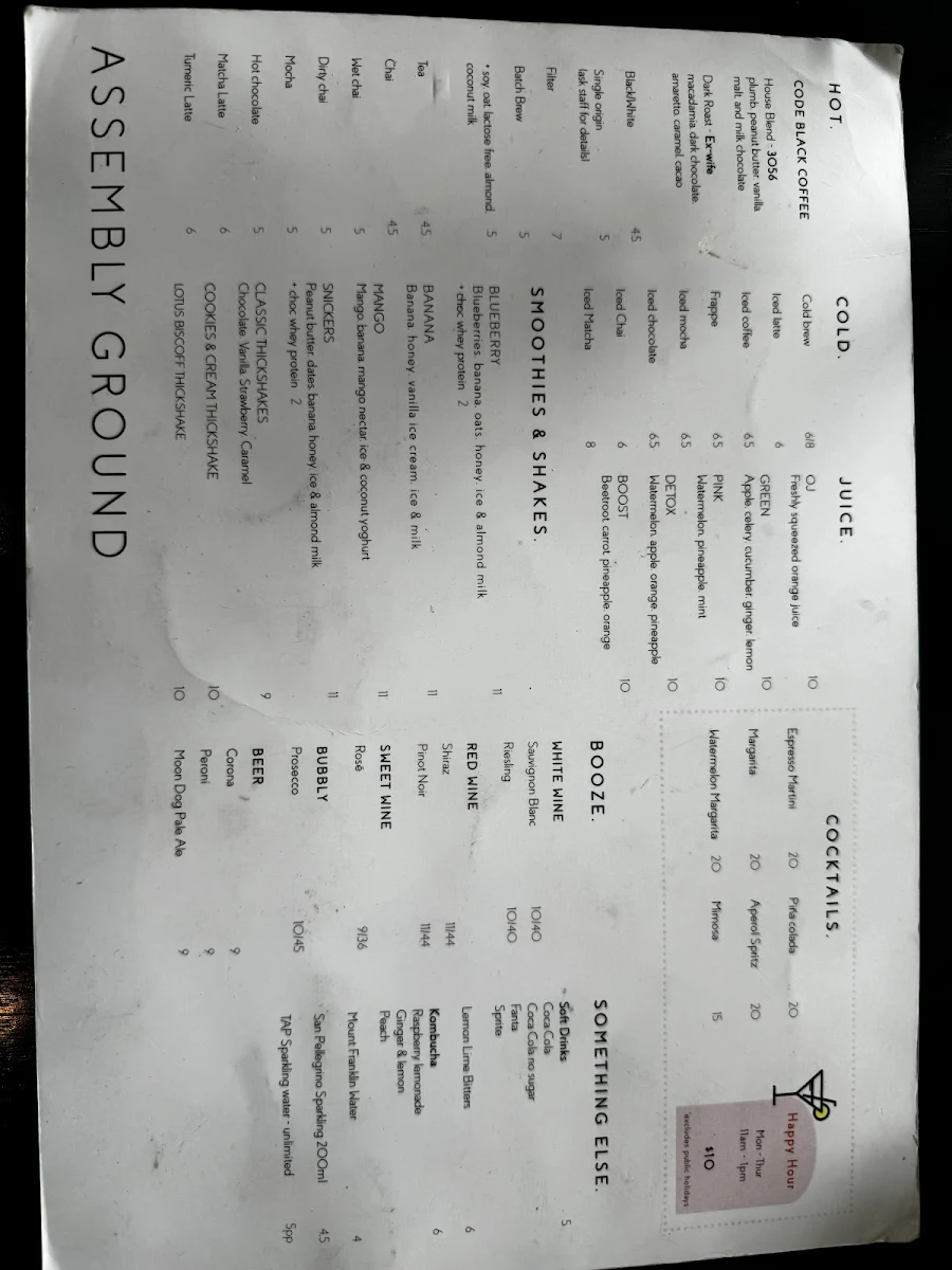 Menu, Assembly Ground
