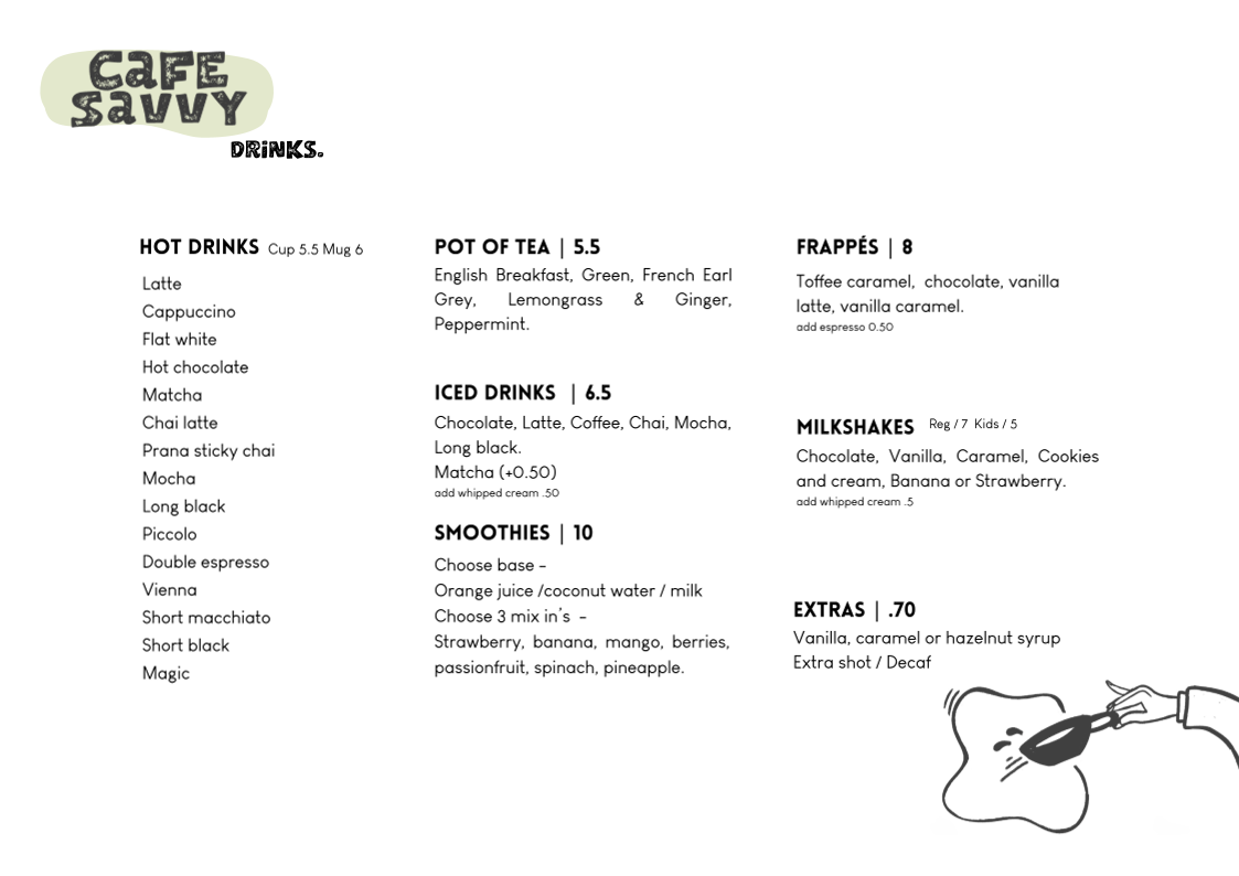 Menu, Cafe Savvy