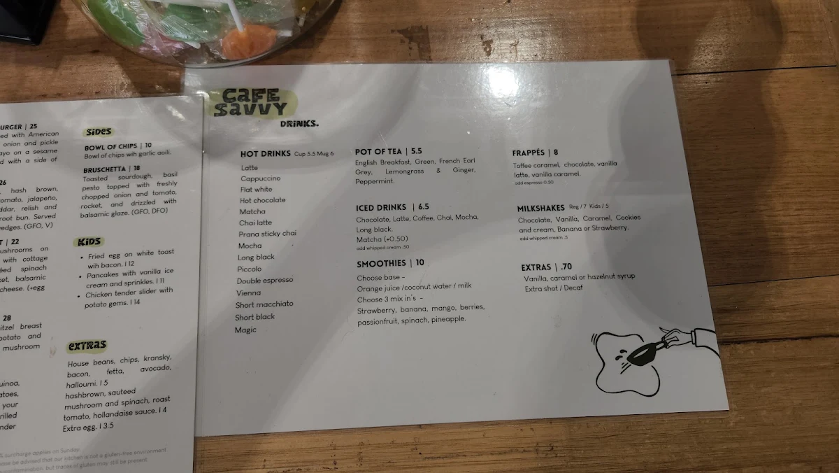 Menu, Cafe Savvy