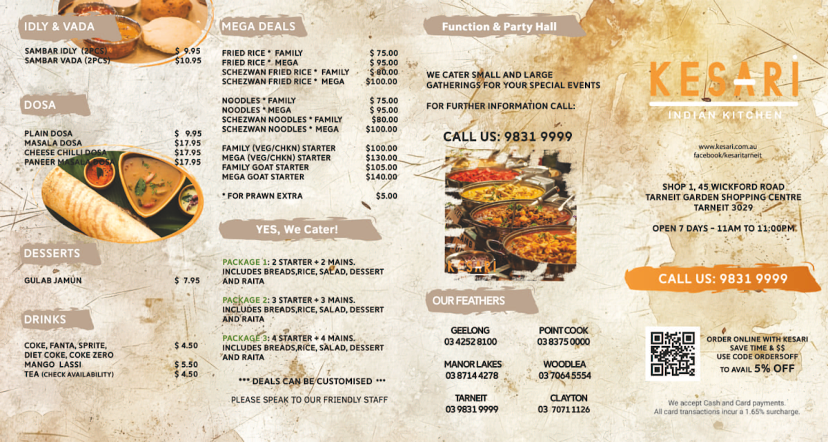 Menu, Kesari Tarneit