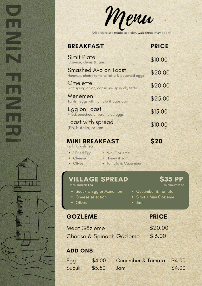 Menu, Deniz Feneri (The Lighthouse)