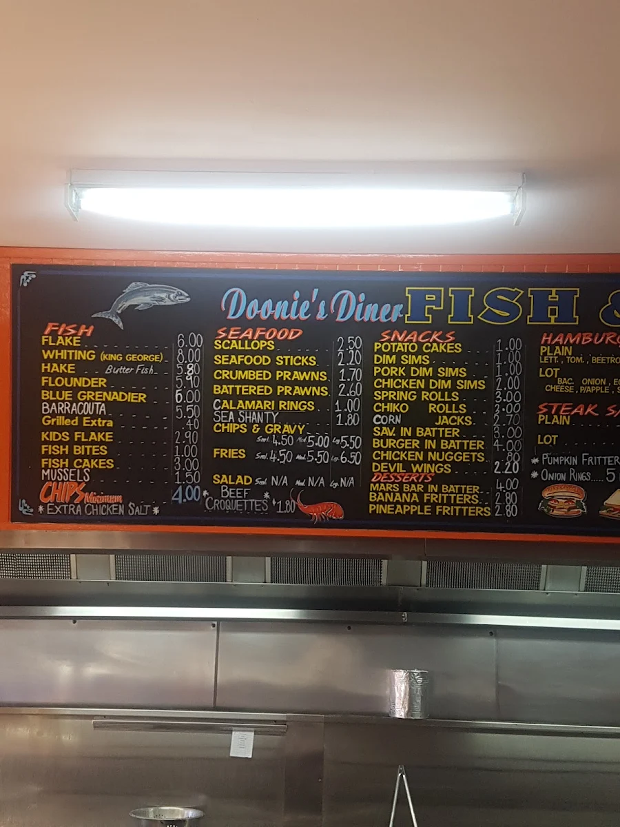 Menu, Doonies Diner