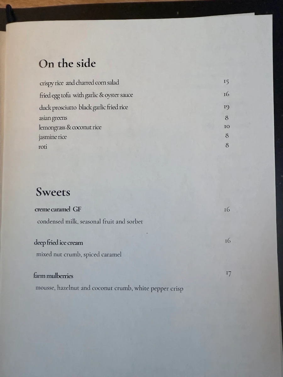 Menu, BAAH LAH! Dining