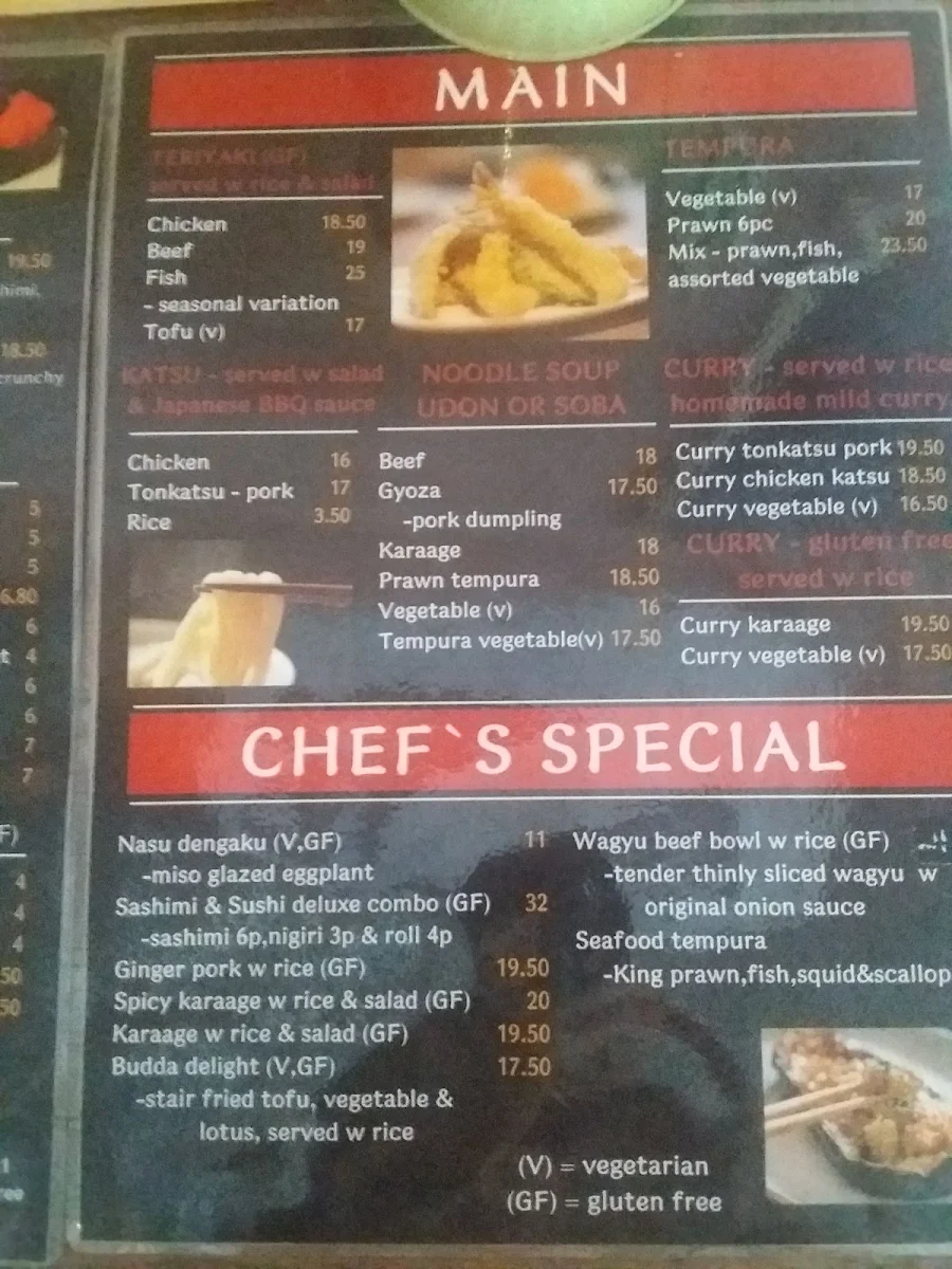 Menu, Banzai Japanese Restaurant
