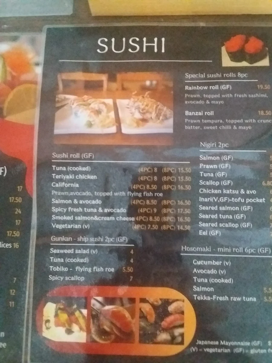 Menu, Banzai Japanese Restaurant