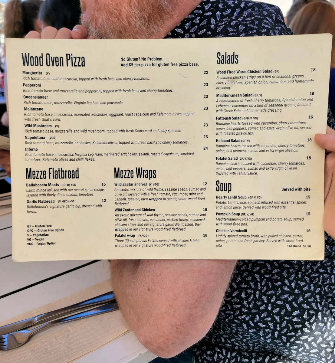 Menu, Ballaboosta