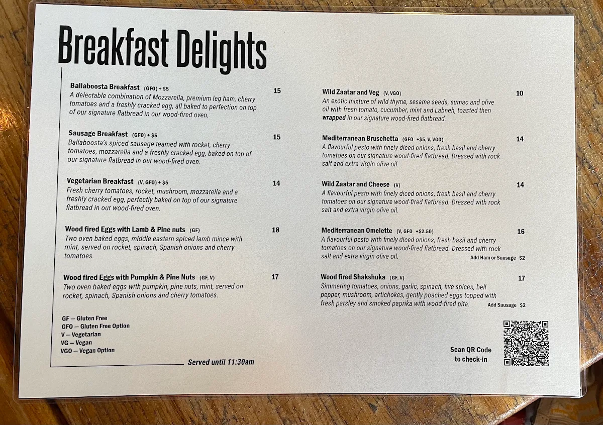 Menu, Ballaboosta