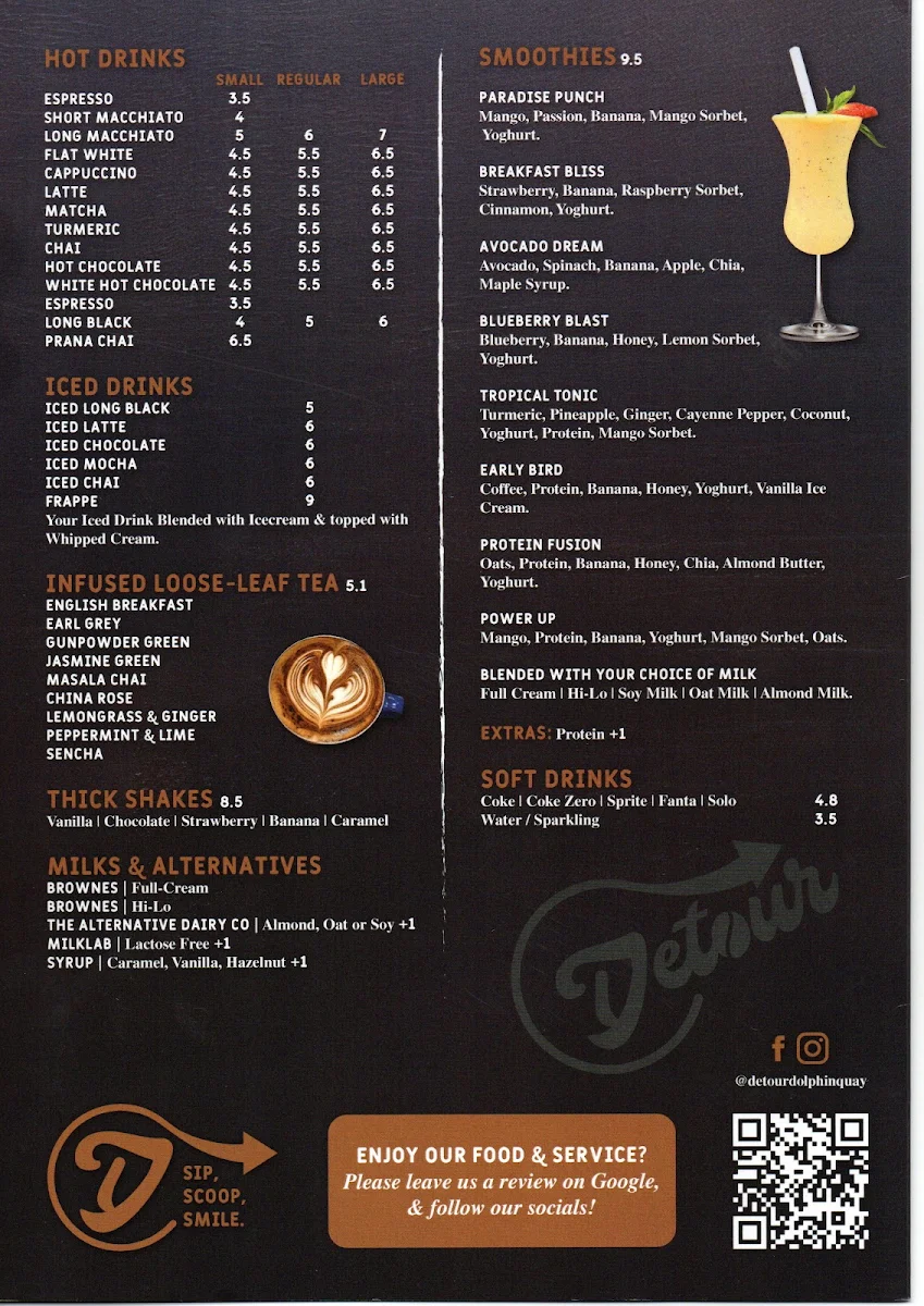 Menu, Detour Cafe Dolphin Quay