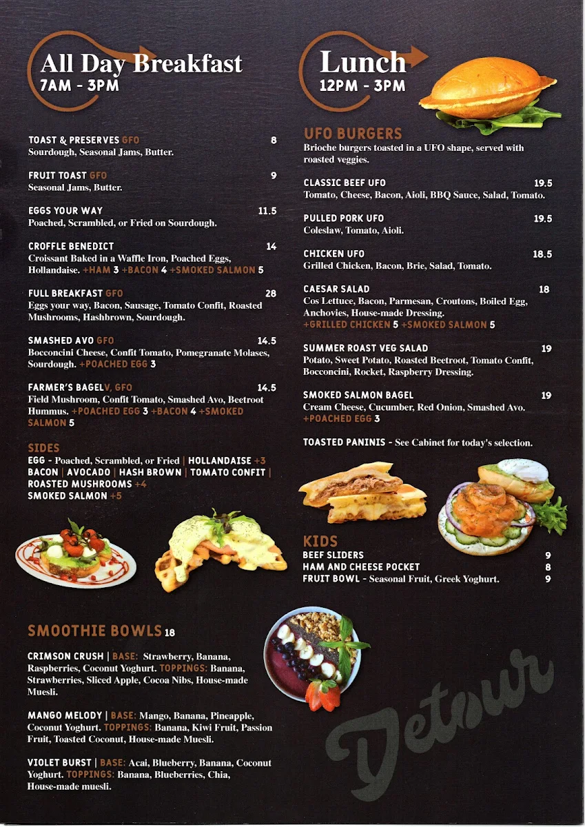 Menu, Detour Cafe Dolphin Quay