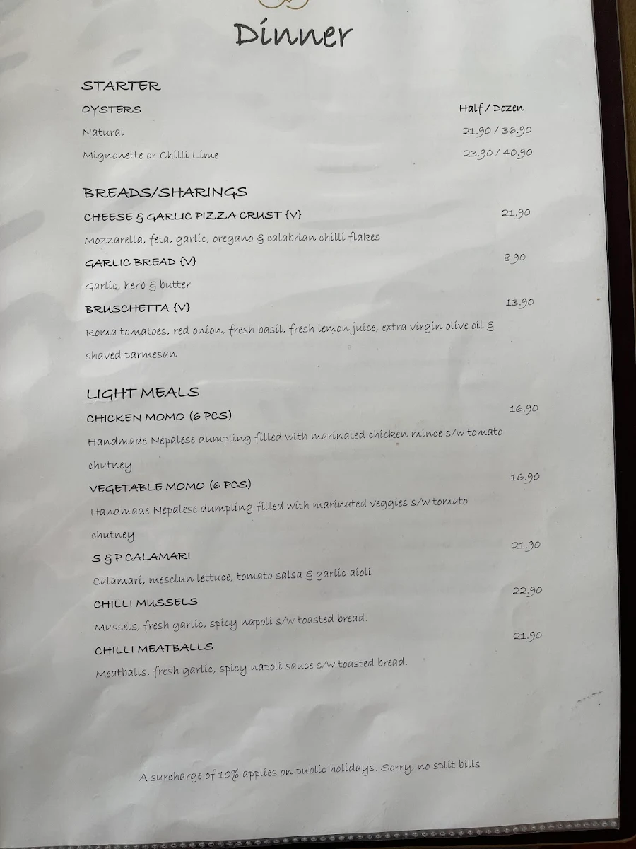 Menu, Nelson Way Café, Restaurant & Bar