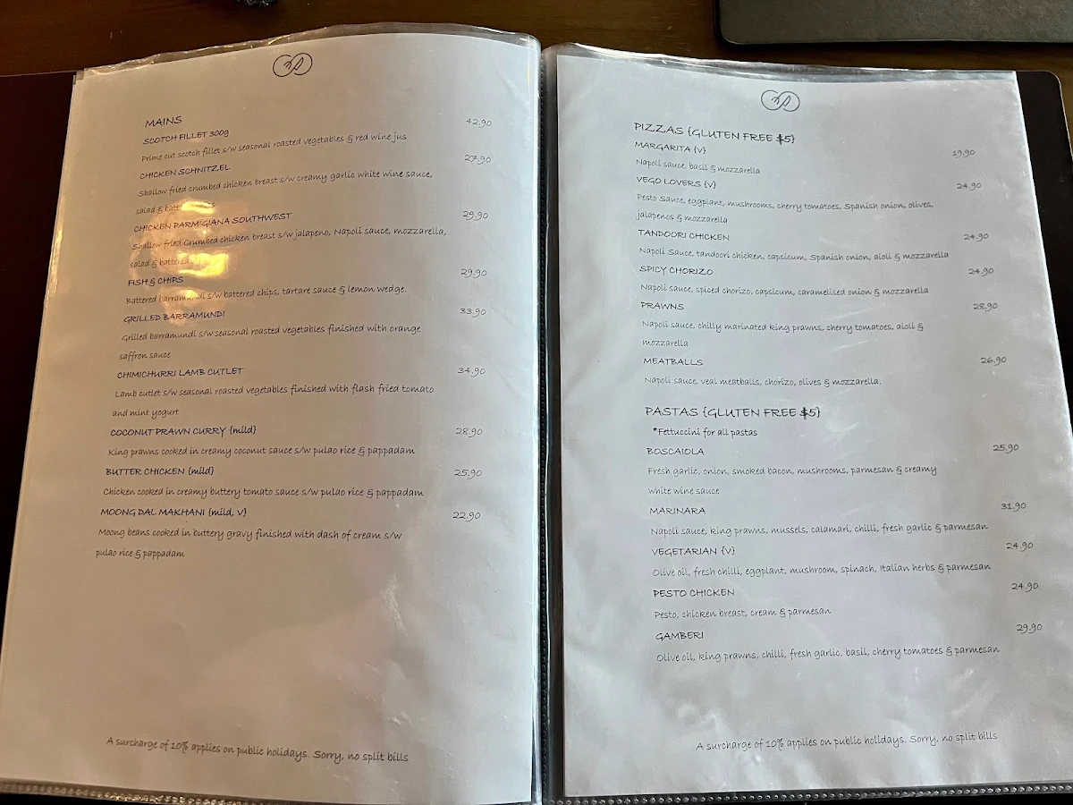 Menu, Nelson Way Café, Restaurant & Bar