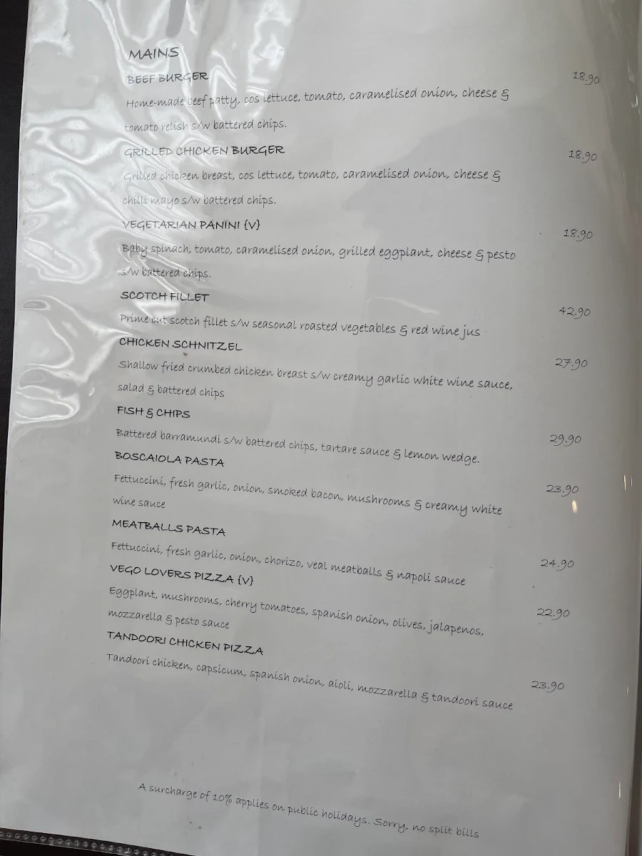 Menu, Nelson Way Café, Restaurant & Bar