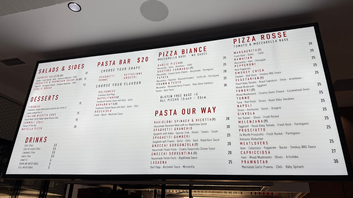 Menu, LITTLE ITALY MANLY