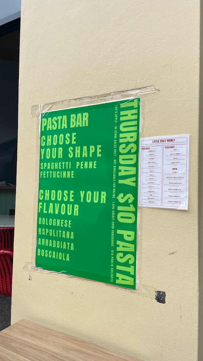 Menu, LITTLE ITALY MANLY