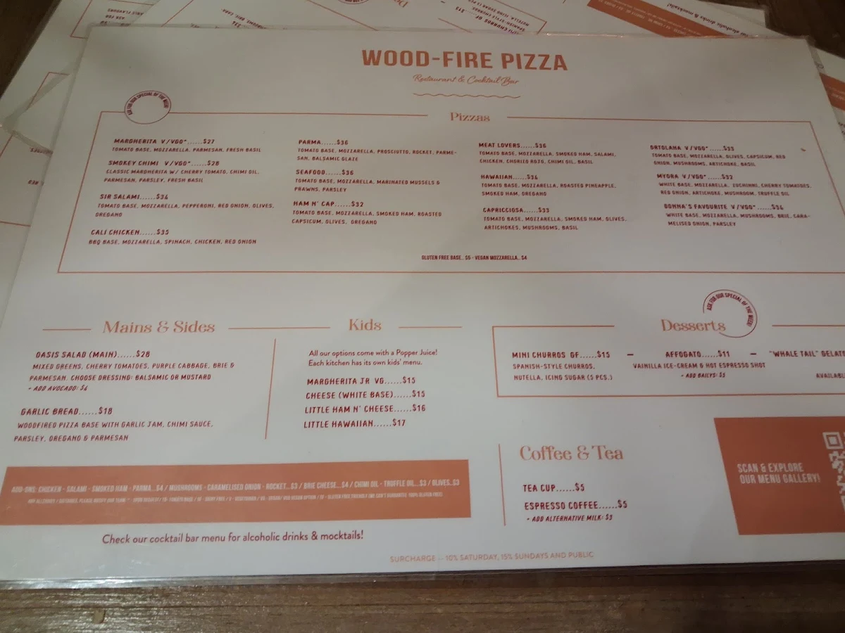 Menu, Oasis on Straddie - Cocktail bar, Traditional Mexican and Wood-fired Pizza