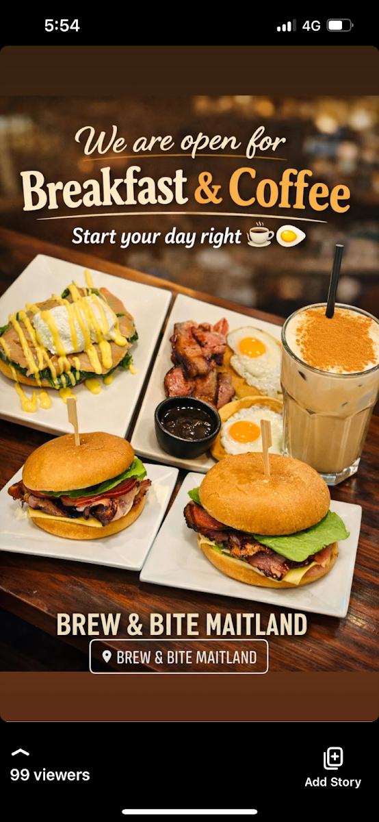 Menu, Brew & Bite cafe Maitland