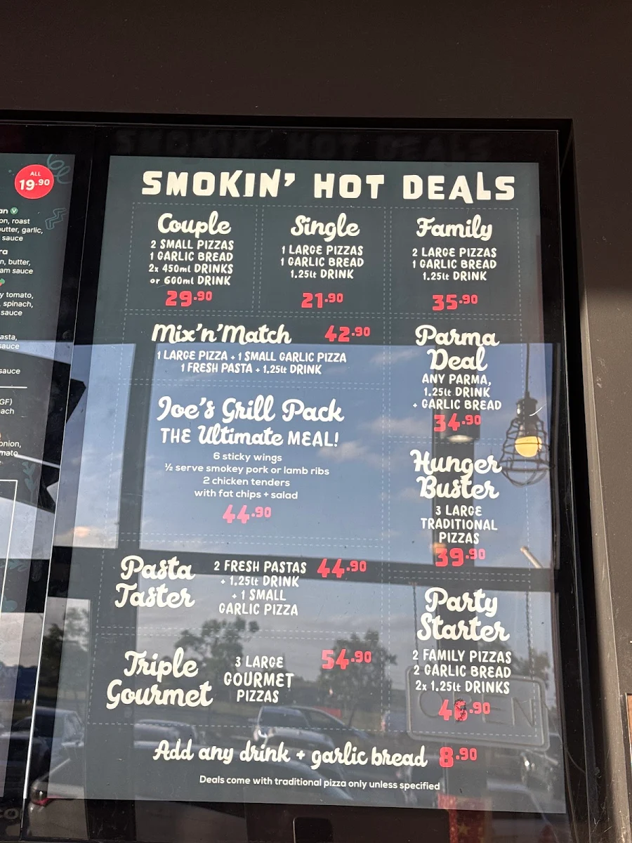 Menu, Smokin Joe's Pizza & Grill - Merrifield