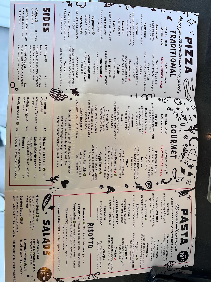 Menu, Smokin Joe's Pizza & Grill - Merrifield