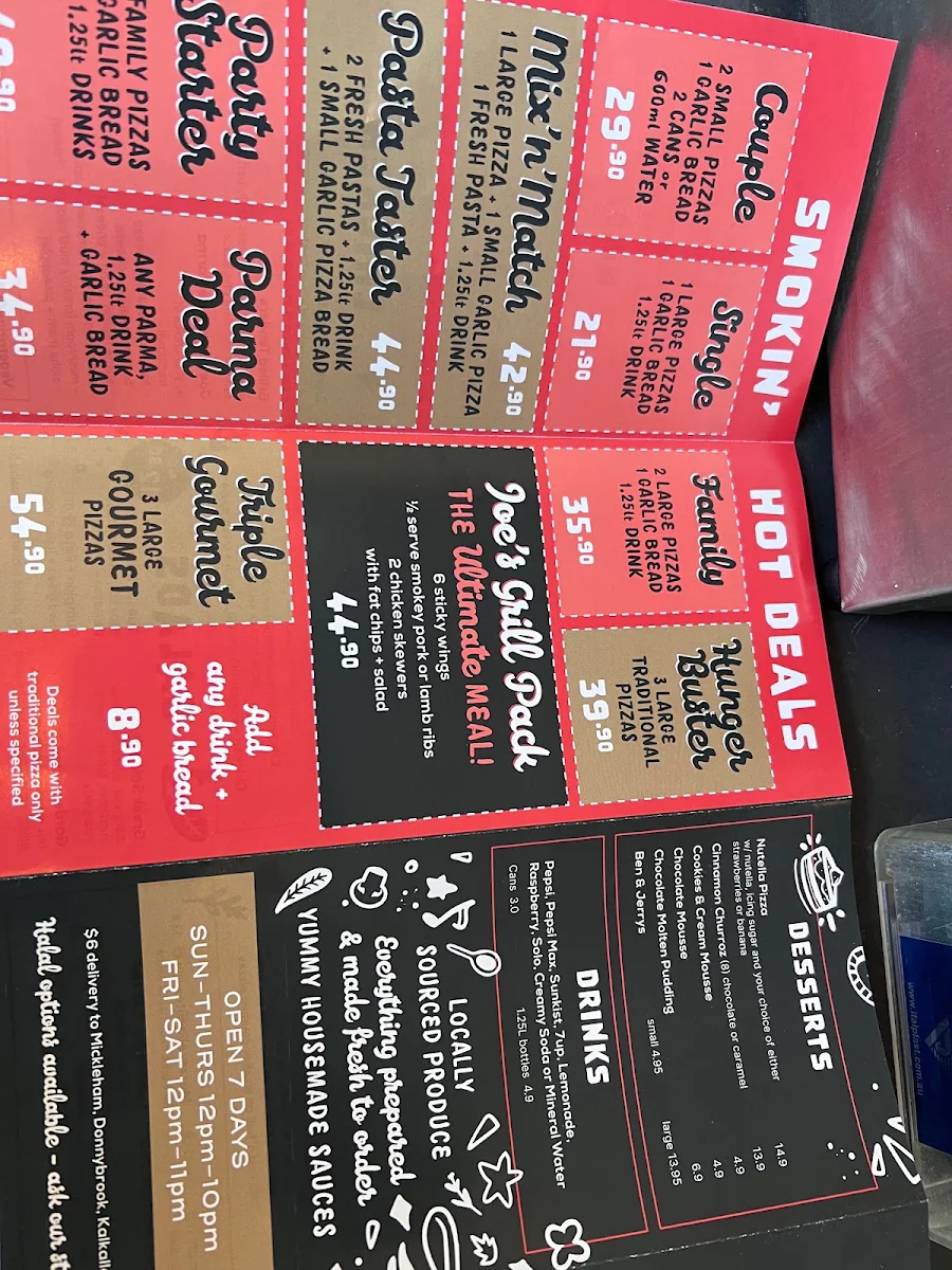 Menu, Smokin Joe's Pizza & Grill - Merrifield