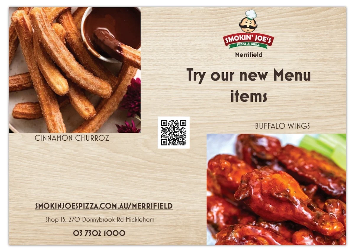Menu, Smokin Joe's Pizza & Grill - Merrifield